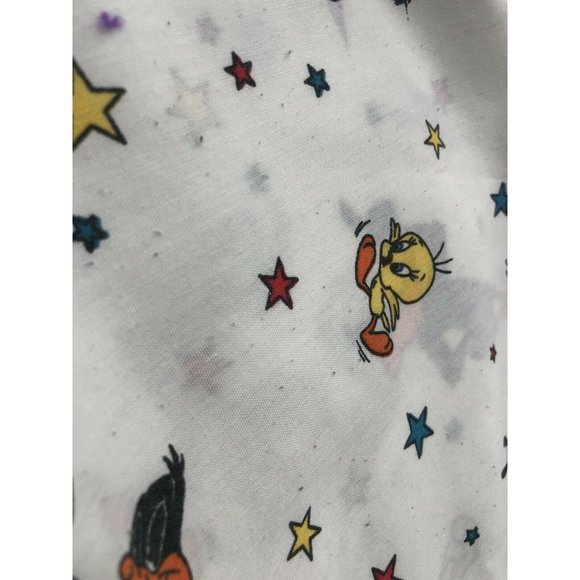 Vintage Warner Bros. Flat Sheet Bugs Tweety Daffy Taz Bedding 92x66 - Picture 4 of 6